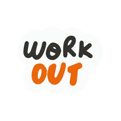 work out in trendy illustration for stickers design element