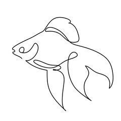 Obraz premium Gold fish- continuous line drawing