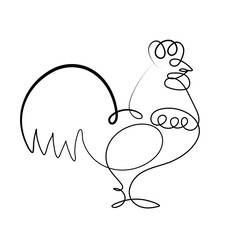 Hen drawn in one line. Vector image of a chicken. Minimalistic style. Logo illustration.