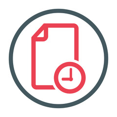 Clock, document, time management, watch icon