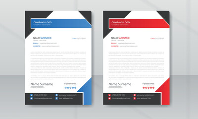 Clean and professional corporate company business letterhead template design with color variation bundle