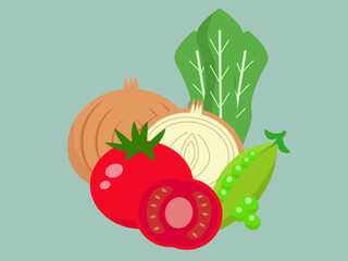 野菜セット 栄養 健康 食べ物 ベクターイラスト