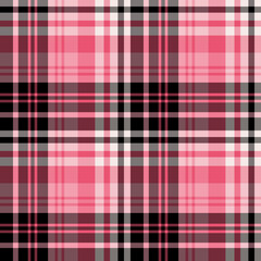 Seamless pattern in simple black and pink colors for plaid, fabric, textile, clothes, tablecloth and other things. Vector image.