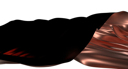 Flying gold cloth isolated on white background 3D render