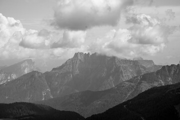 mountains in the fog