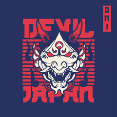 Oni japanese devil mask, Vector illustration