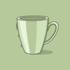Green Coffee cup illustration with shadow