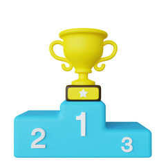 Stylized 3D Trophy with Tournament Podium