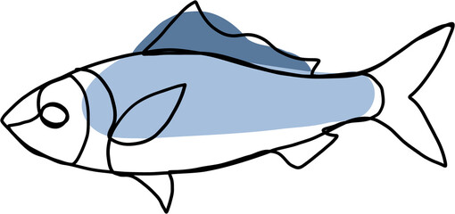 Obraz premium doodle freehand sketch continuous line freehand drawing of fish.