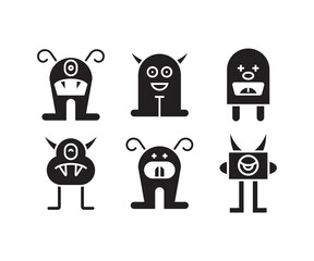 cute monster character icons set