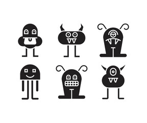 cute monster character icons set