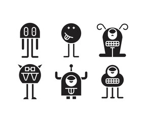 cute monster character icons set