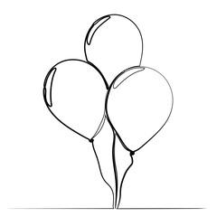 one line drawing of isolated vector object - air balloon