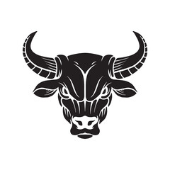 bull head illustration in wildlife logo badge illustration