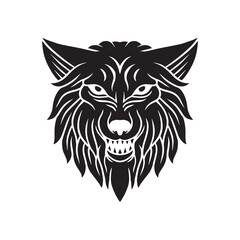 Fototapeta na wymiar wolf head illustration in wildlife logo badge illustration
