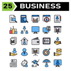 Office business icon set include document, search, verified, research, business, accounting, calculator, calculation, finance, digital marketing, chart, web, analytic, presentation, target, employee
