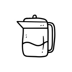 frothing pitchers line art illustration for cafe and coffee shop design element