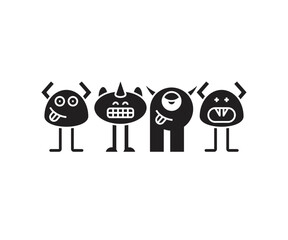 funny monster character icons set vector illustration