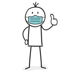 Person mit medizinischer Make und Daumen hoch
