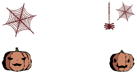ジャックオランタンと蜘蛛の巣のハロウィン向け素材
