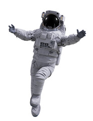 astronaut flying in outer space, isolated - obrazy, fototapety, plakaty