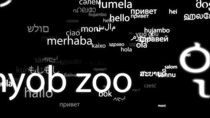 Hello word in all the world languages. Isolated animated words, 4k seamlessly looping cloud of words