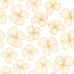 Golden flowers watercolor seamless pattern. For house textile, background, wallpaper, decor