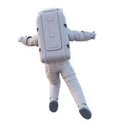 astronaut flying in outer space from behind, isolated © dottedyeti