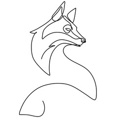 Single continuous line drawing of cute fox corporate logo identity. Mammals zoo animal icon concept. Modern one line graphic vector draw design illustration