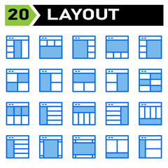 Layout icon set include layout, grid, dashboard, interface, user interface, align, template, design, flayer, graphic, cover, poster, vector, banner, creative, concept, brochure, abstract, modern, bus