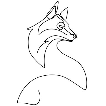 Single continuous line drawing of cute fox corporate logo identity. Mammals zoo animal icon concept. Modern one line graphic vector draw design illustration