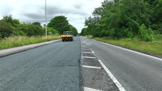 Half Completed Road Following Micro Asphalt Process