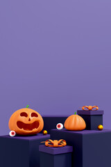 halloween background with podium for product display. geometric podium for product display. 3d illustration