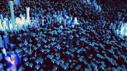 Fototapeta premium Futuristic high-tech background. Abstract multiple neon columns 3d illustration