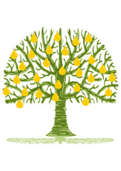 Funny pear tree with yellow pears