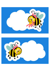 Two cute bee card tag label
