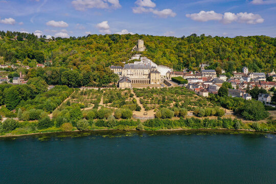 aerial view on the city of La Roche Guyon
