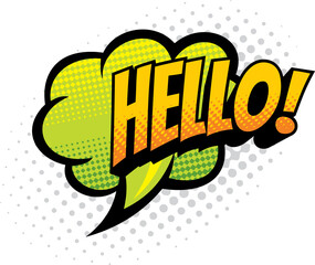 Hello speech bubble cloud greeting halftone label © Vector Tradition