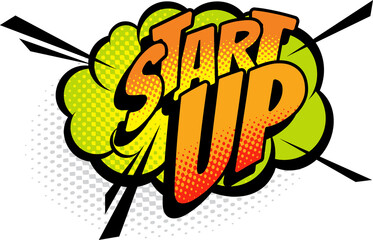 Comic burst startup start up chat halftone cloud