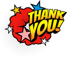 Comic thank you burst explosion isolated boom bang