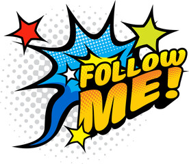 Subscribing following label follow me comic popart
