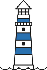 Lighthouse beacon tower linear outline building