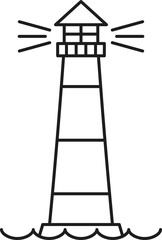 Outline lighthouse nautical building isolated icon