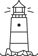 Lighthouse marine navigation tower outline icon