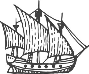 Galleon vintage sailing ship isolated sailboat