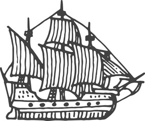 Square rigged caravel carrack spanish galleon ship