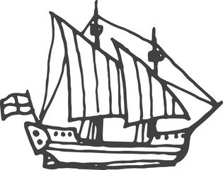 Vintage british warship brigantine sailboat ship