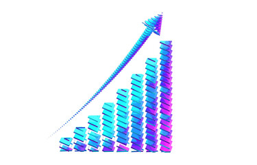 BUSINESS GROWTH CHART UP ICON 3D RENDER CONCEPT FOR INVESTING AND PROFITE INCRESING