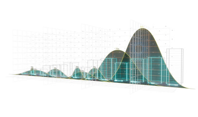 3d business growth bar graph curve