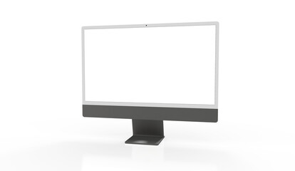 Realistic flat screen computer monitor 3de style mockup with blank screen isolated 3d